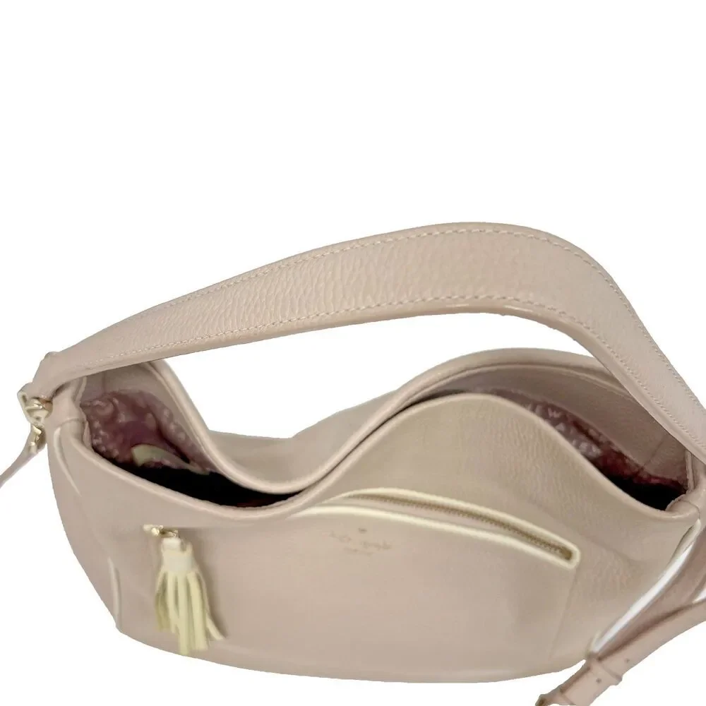 Kate Spade Michaela Crossbody Blush Pink Gray Trim Pebble Leather Cross  Strap